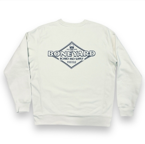 BONEYARD SURF CO. Cream Crewneck Sweatshirt Diamond Logo Sign - Picture 3 of 6